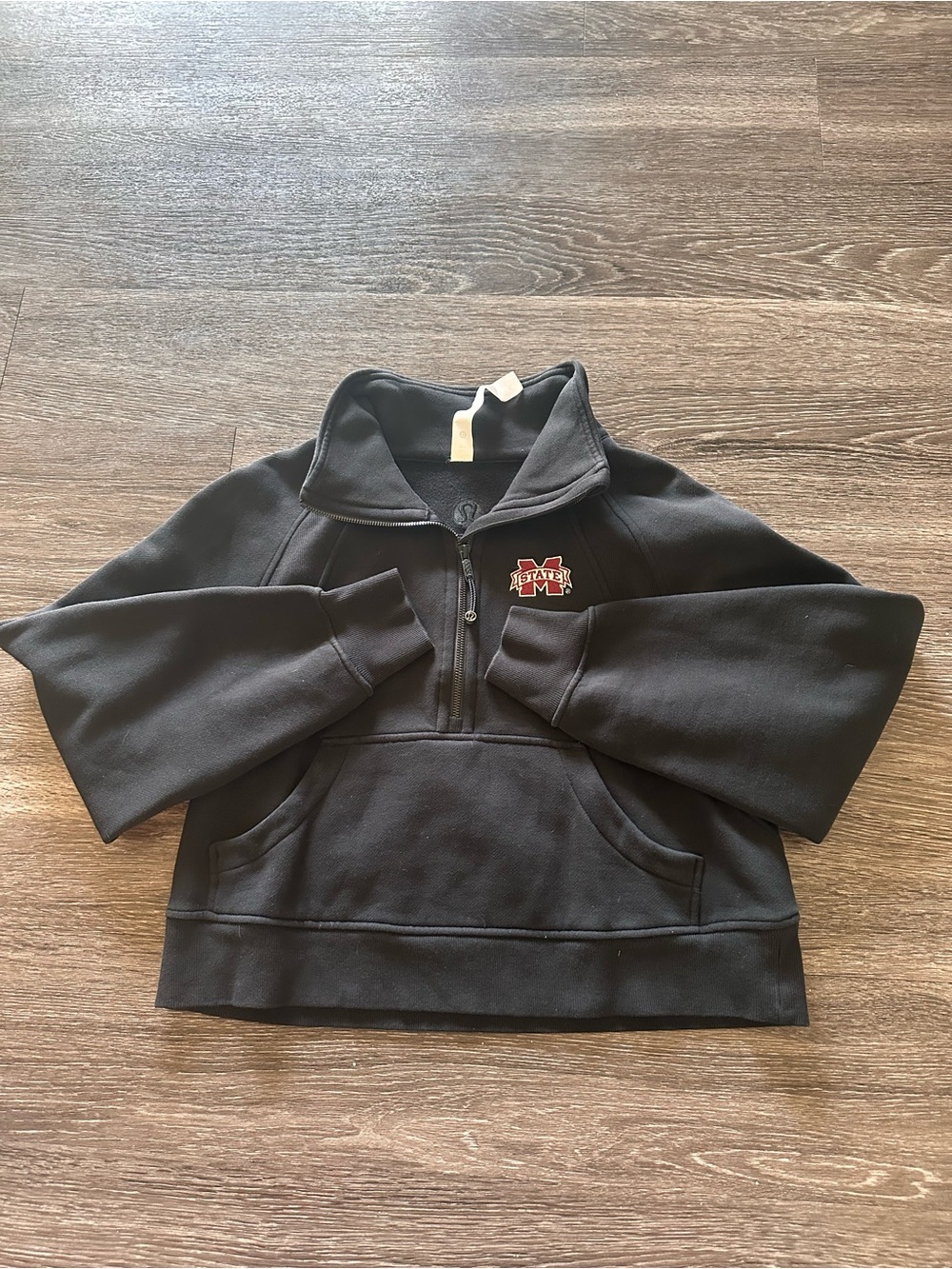 lululemon Scuba Black 1/2 Zip Fleece Sweatshirt Pockets XS/S Mississippi State